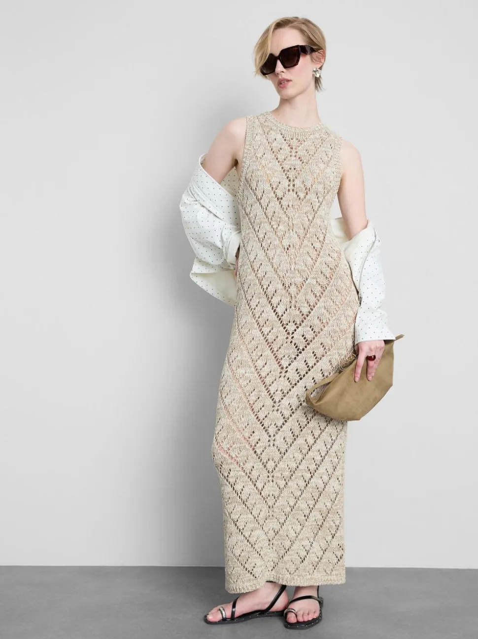 Häkel-Maxikleid mit geometrischem Muster