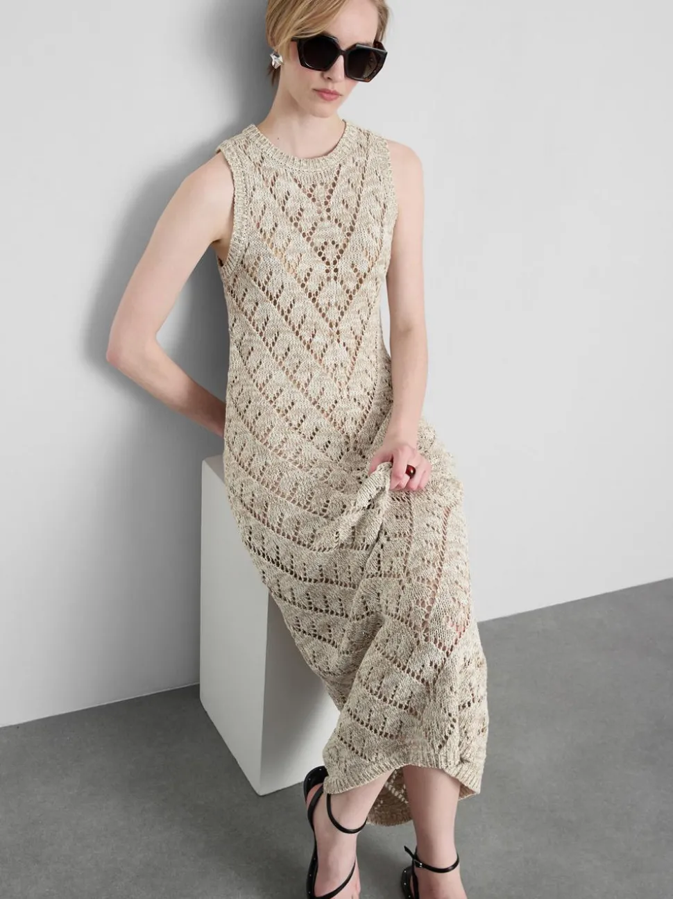 Häkel-Maxikleid mit geometrischem Muster