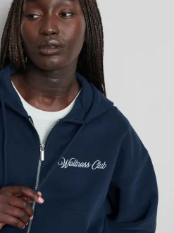 Hoodie mit Grafik, Reißverschluss und hohem Baumwollanteil
