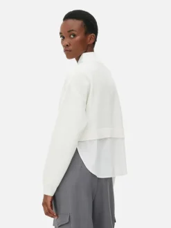 2-in-1-Strickpullover mit Zopfmuster