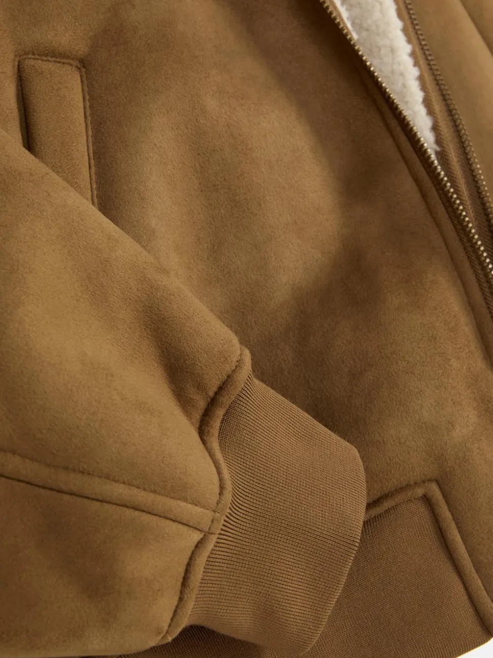 Jacke in Wildleder-Optik mit Borg-Kragen