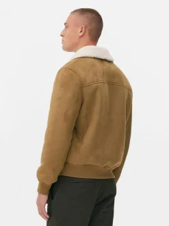 Jacke in Wildleder-Optik mit Borg-Kragen