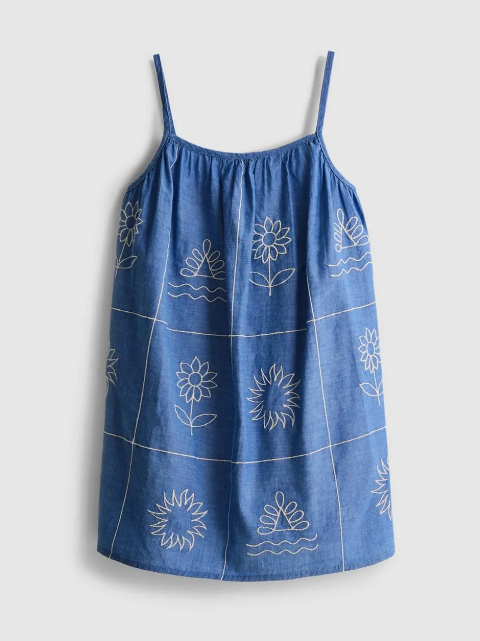 1,5–9 Jahre | Besticktes Chambray-Trägerkleid
