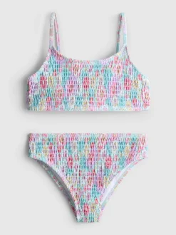 7–15 Jahre | Gesmokter Bikini mit Blumenmuster