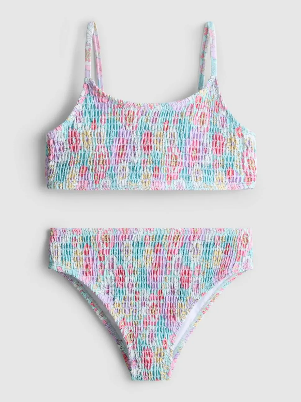 7–15 Jahre | Gesmokter Bikini mit Blumenmuster