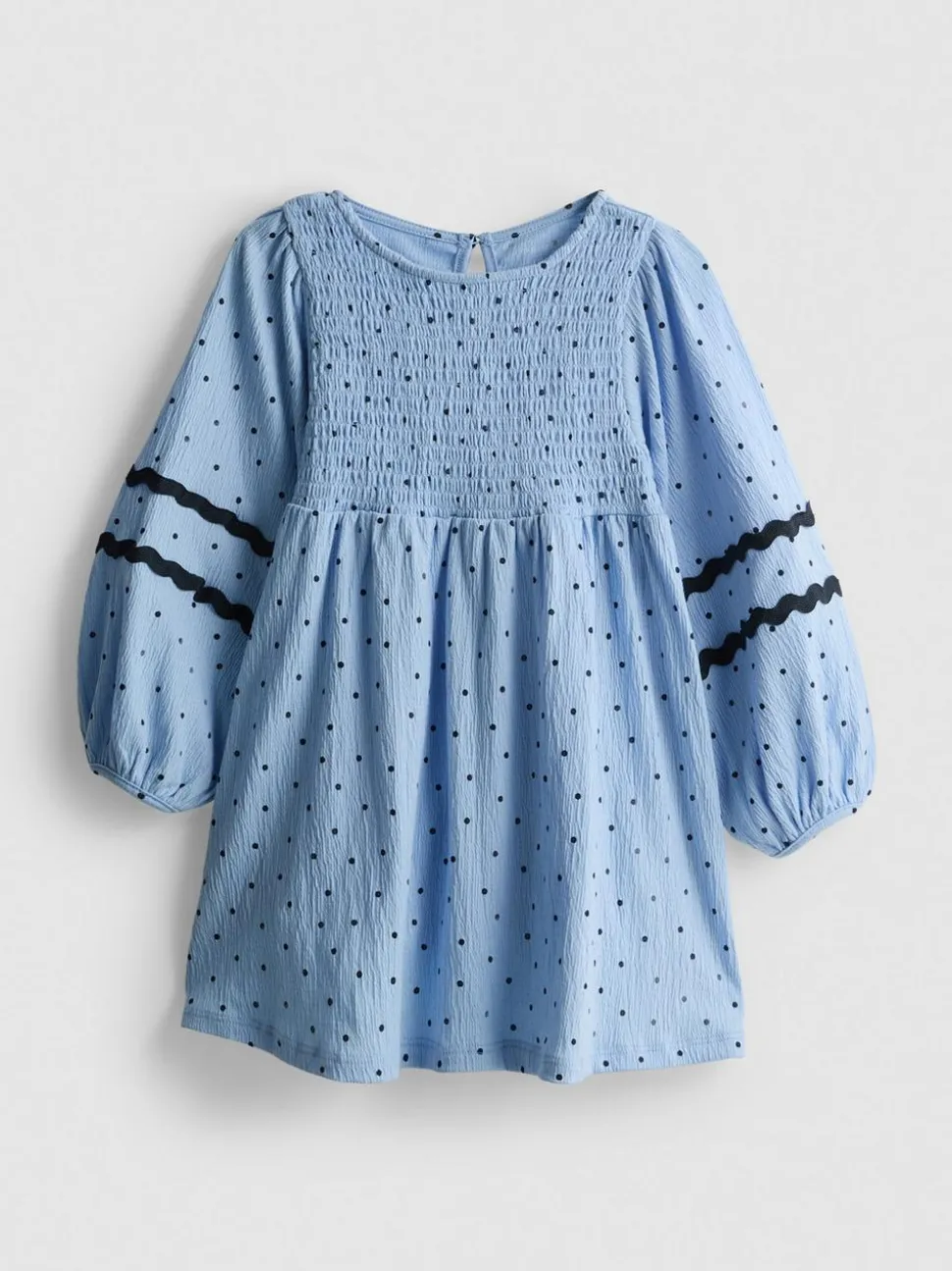 1–9 Jahre | Gesmoktes Kleid in Knitteroptik mit Ballonärmeln
