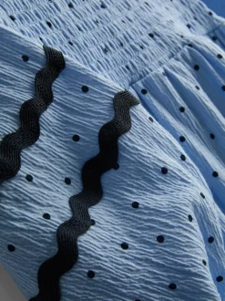 1–9 Jahre | Gesmoktes Kleid in Knitteroptik mit Ballonärmeln