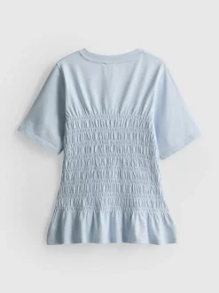 7–15 Jahre | Gesmoktes T-Shirt mit Schößchen