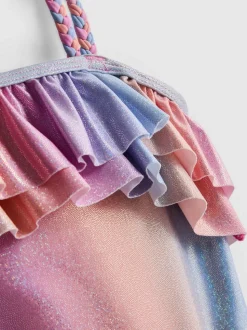 1–9 Jahre | Glitzernder Ombré-Badeanzug mit Rüschen