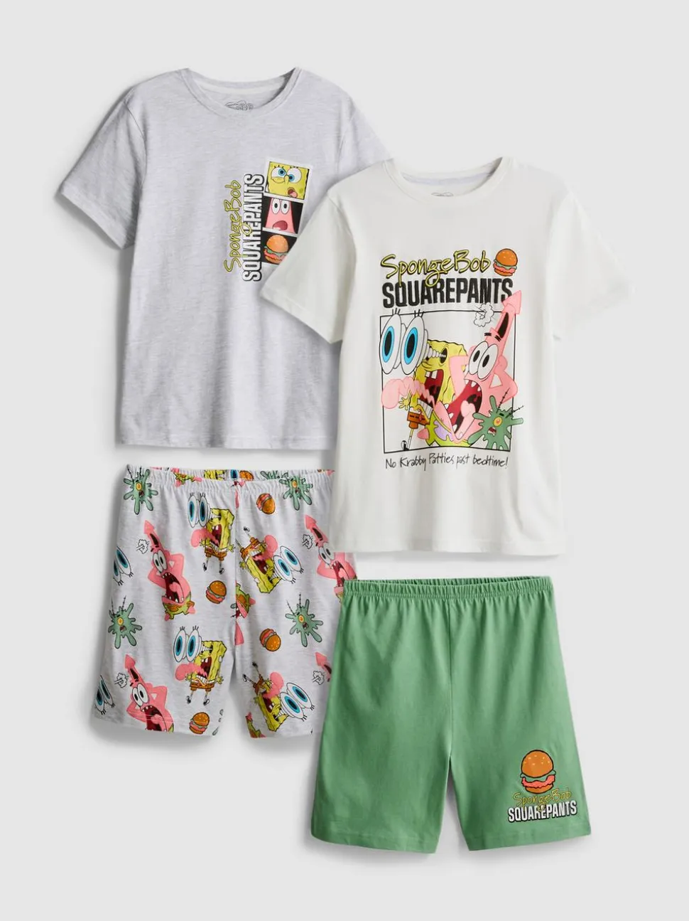 7–15 Jahre | Kurzer „SpongeBob Schwammkopf“ Schlafanzug, 2er-Pack