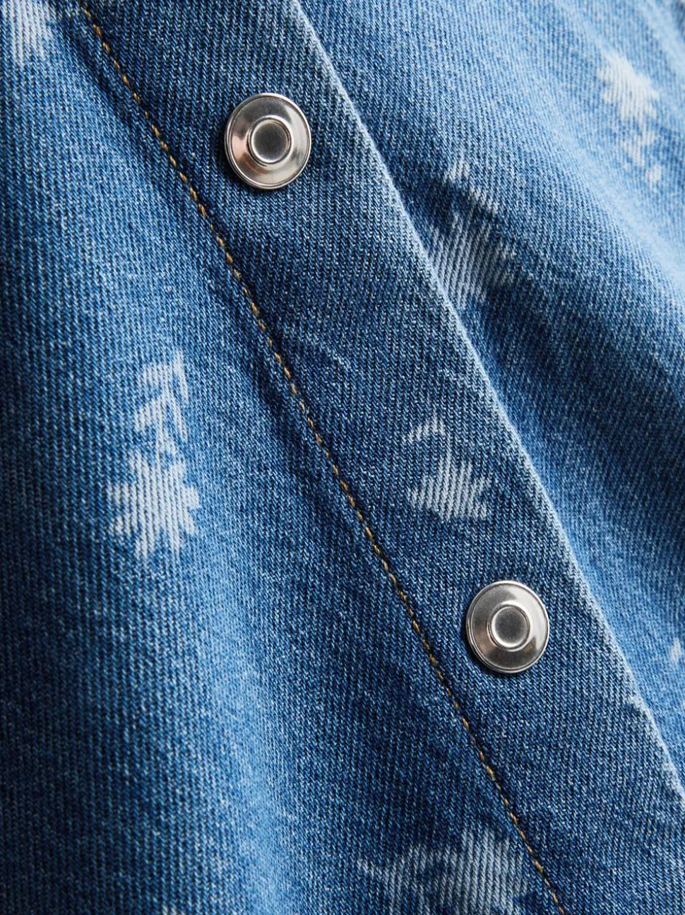 1,5–8 Jahre | Ärmelloses Jeanskleid mit Blumenmuster und Kragen
