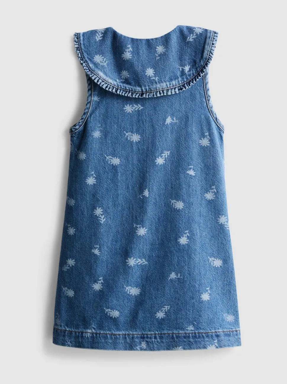 1,5–8 Jahre | Ärmelloses Jeanskleid mit Blumenmuster und Kragen