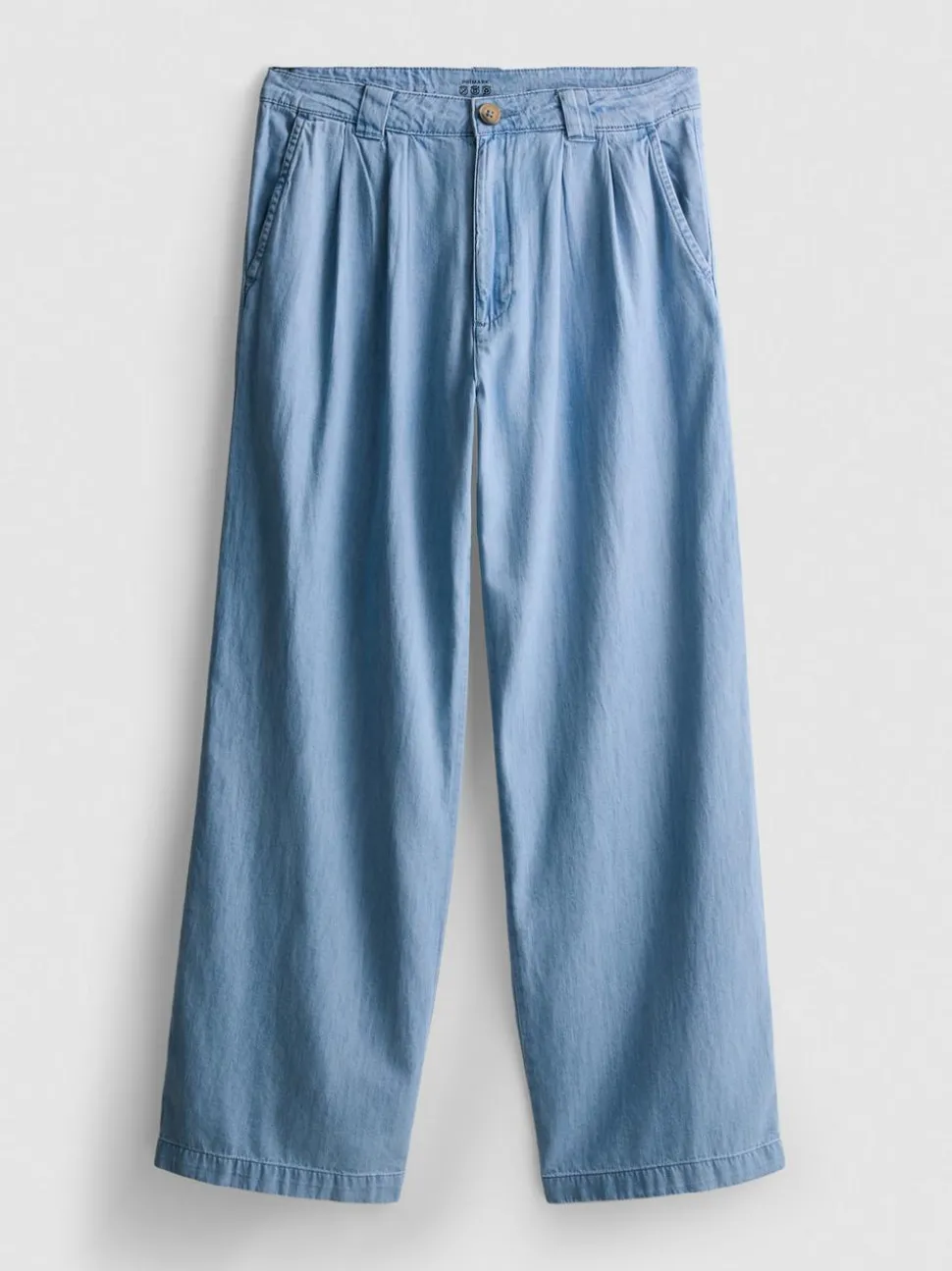 Jeans aus Baumwoll-Denim mit weitem Bein und Bundfalten