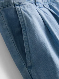 Jeans aus Baumwoll-Denim mit weitem Bein und Bundfalten