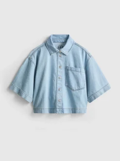 Jeanshemd aus Denim mit geradem Crop-Schnitt
