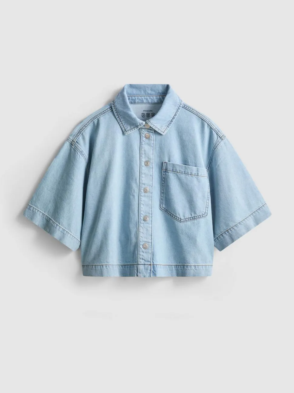 Jeanshemd aus Denim mit geradem Crop-Schnitt