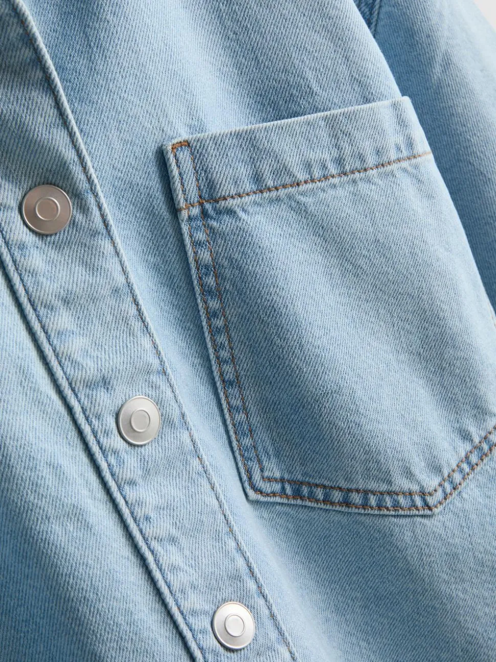 Jeanshemd aus Denim mit geradem Crop-Schnitt