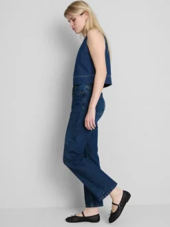 Jeans mit hohem Bund und geradem Bein