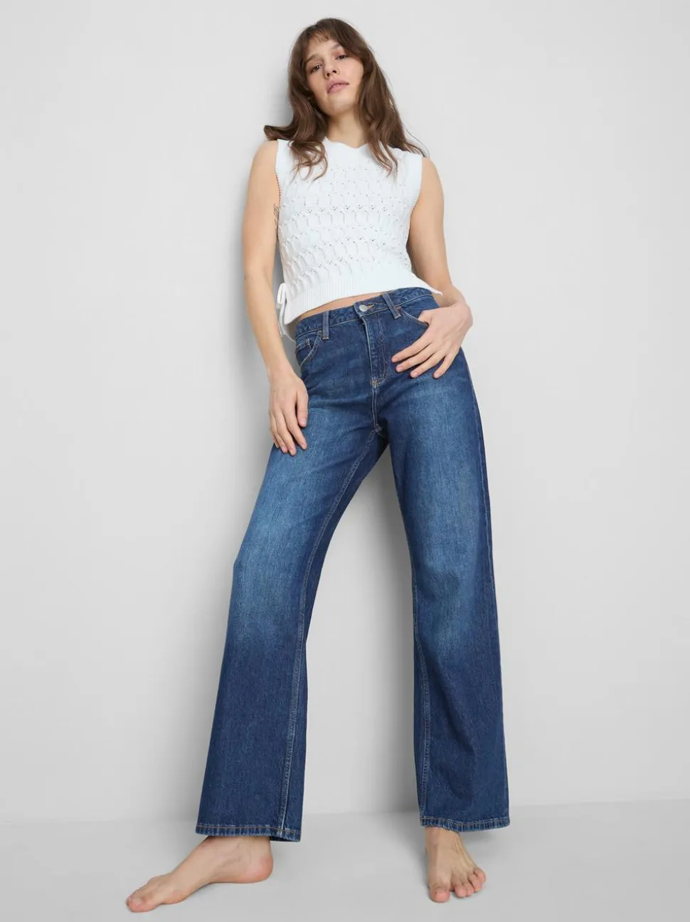 Jeans mit hohem Bund und geradem Bein