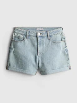 Jeansshorts mit mittlerer Leibhöhe und umgeschlagenem Saum