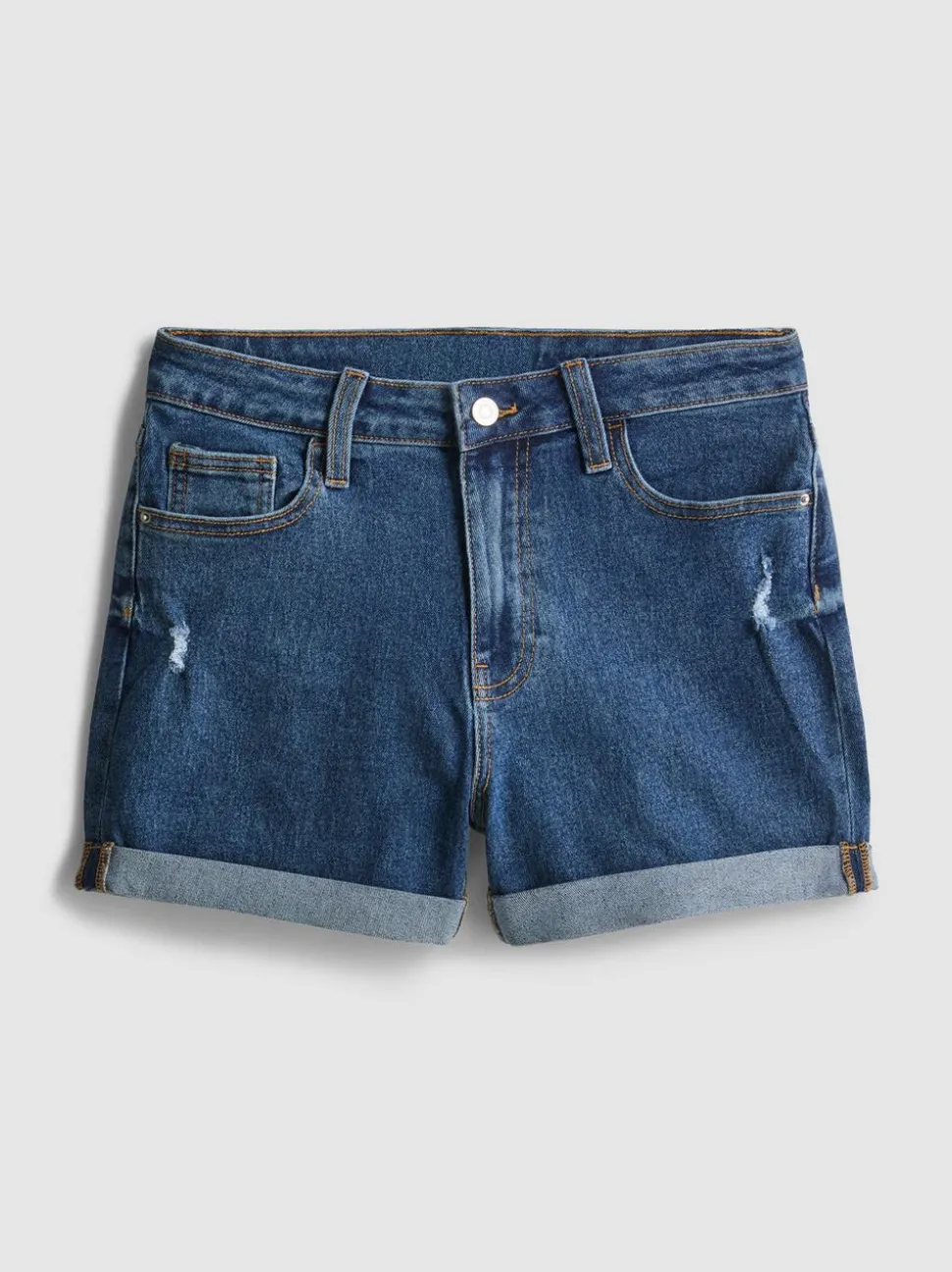 Jeansshorts mit mittlerer Leibhöhe und umgeschlagenem Saum