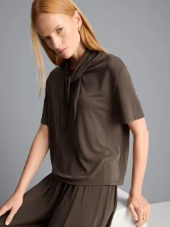 Jersey-T-Shirt mit Schluppe
