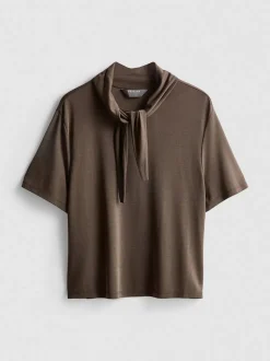Jersey-T-Shirt mit Schluppe