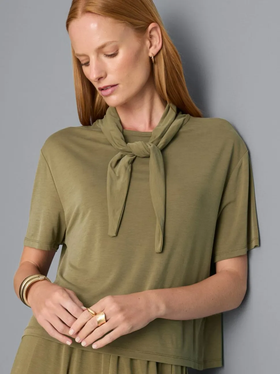 Jersey-T-Shirt mit Schluppe