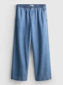 Jogginghose aus Baumwoll-Denim mit weitem Bein