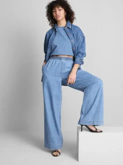 Jogginghose aus Baumwoll-Denim mit weitem Bein