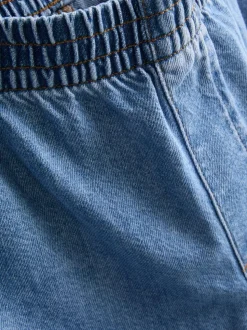 Jogginghose aus Baumwoll-Denim mit weitem Bein