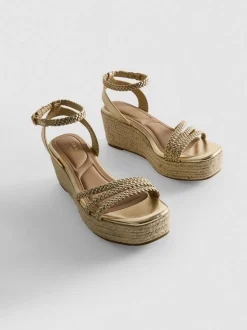 Keilsandaletten in Flecht-Optik