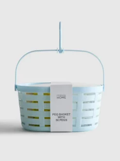 Korb mit Wäscheklammern, 50er-Pack