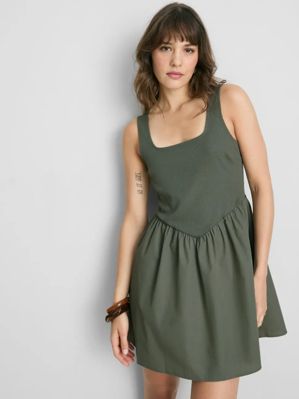 Korsagen-Minikleid aus Baumwollmischung