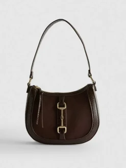 Kunstleder-Schultertasche mit Trensenschnalle
