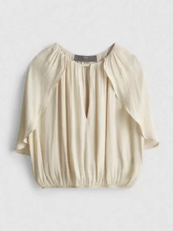 Kurze Cape-Bluse mit Drapierung