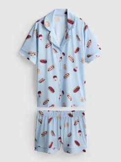 Kurzer Boyfriend-Schlafanzug mit Print