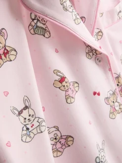 Kurzer Boyfriend-Schlafanzug mit Teddybär-Print