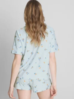 Kurzer Boyfriend-Schlafanzug mit Frühstücks-Print