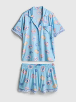 Kurzer Boyfriend-Schlafanzug mit Print