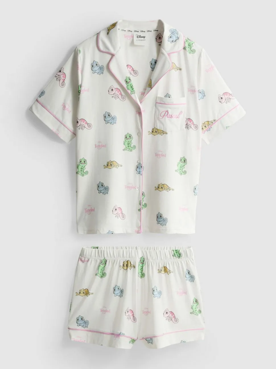 Kurzer „Disney Rapunzel Pascal“ Boyfriend-Schlafanzug