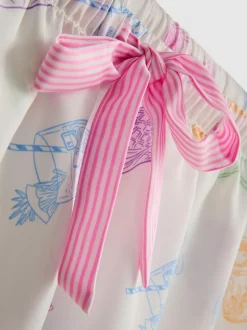 Kurzer, gemusterter Boyfriend-Schlafanzug aus Satin