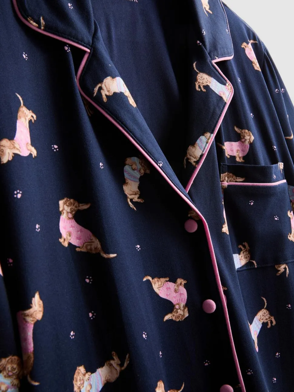 Kurzer „Love To Lounge“ Boyfriend-Schlafanzug mit Hunde-Print