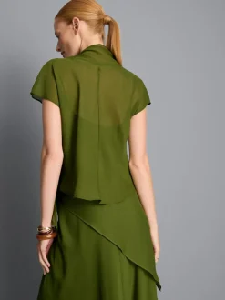 Kurzärmelige Bluse mit Schluppe