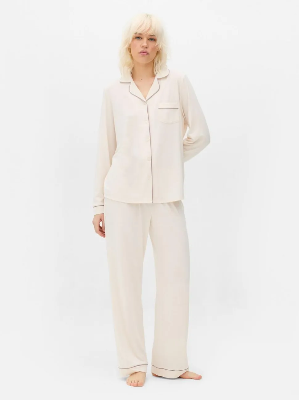 Langärmeliger Jersey-Schlafanzug im Boyfriend-Look