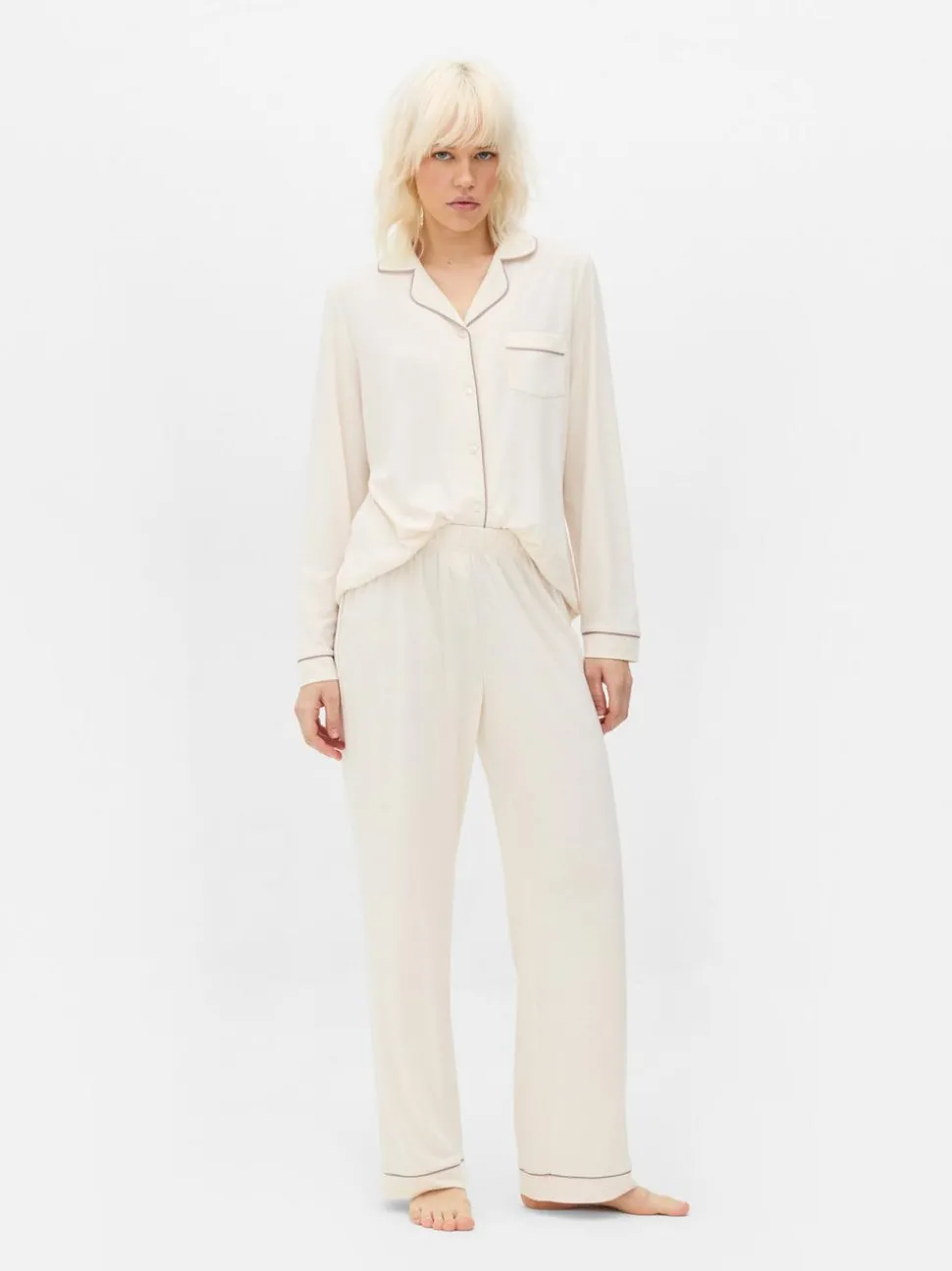 Langärmeliger Jersey-Schlafanzug im Boyfriend-Look