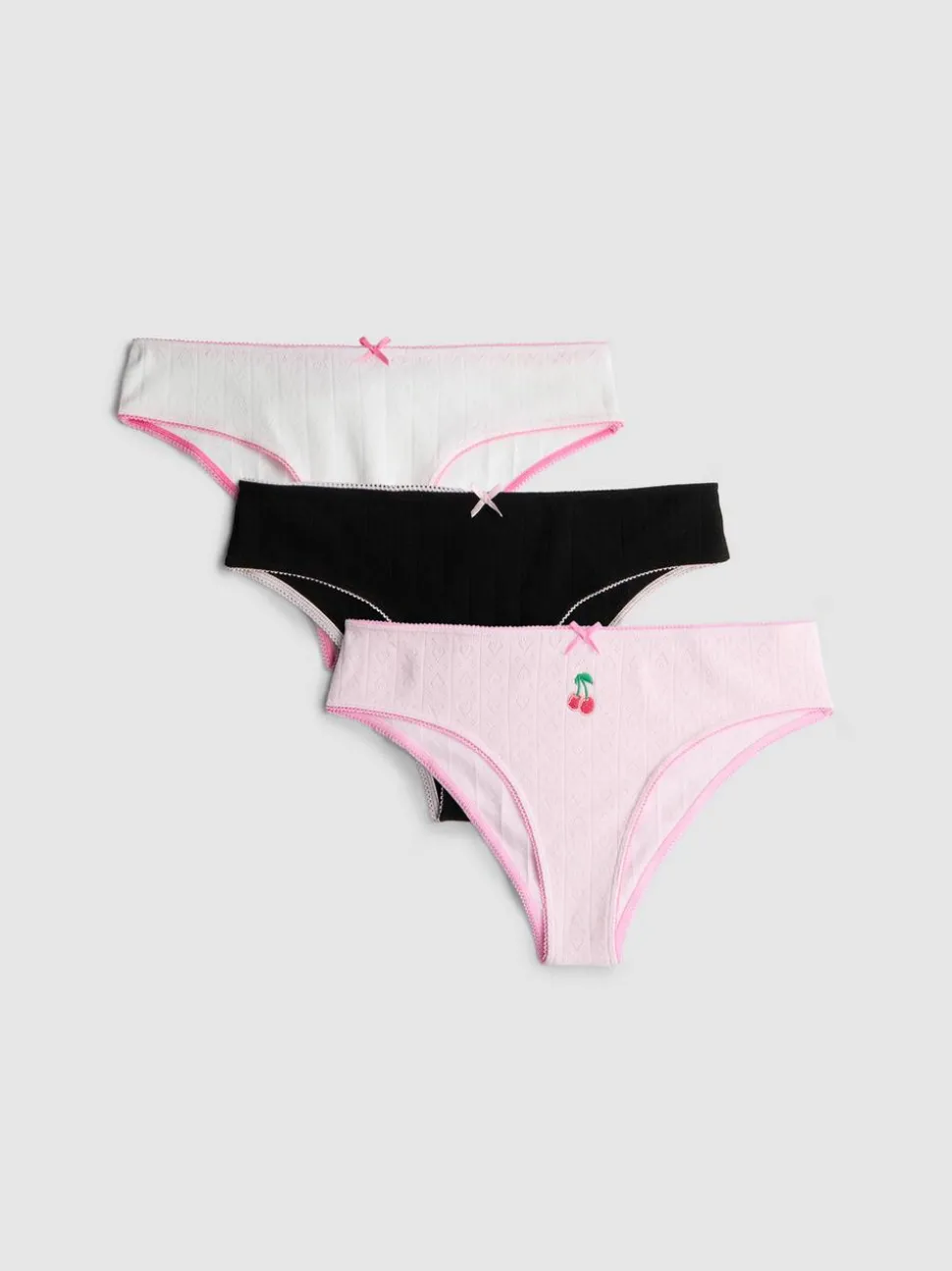 „Love To Lounge“ Brazil-Slips aus Pointelle, 3er-Pack