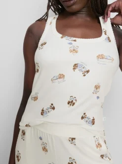 „Love To Lounge“ Tanktop mit Hunde-Print