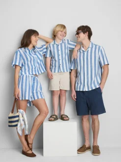 Lässige Baumwoll-Strandshorts mit Streifen
