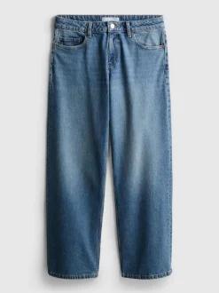 Lässige, gerade Denim-Jeans mit niedriger Leibhöhe
